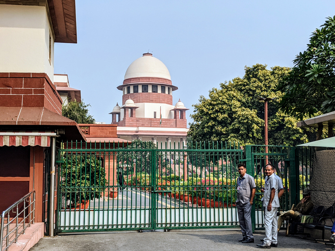 Supreme court of India building in New Delhi, India