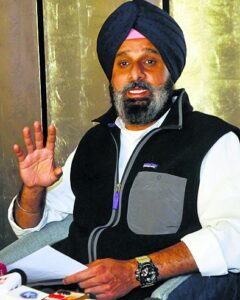 Bikram Majithia S A D  leader  addressing media person in Amrits