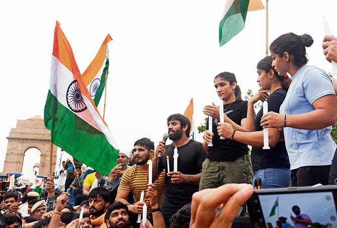 Bajrang Punia, Sangeeta Phogat, Vinesh Phogat and Sakshi Malik