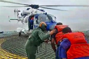 Indian Coast Guard carries out evacuation operation at Okha, Gujarat