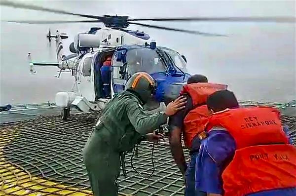Indian Coast Guard carries out evacuation operation at Okha, Gujarat